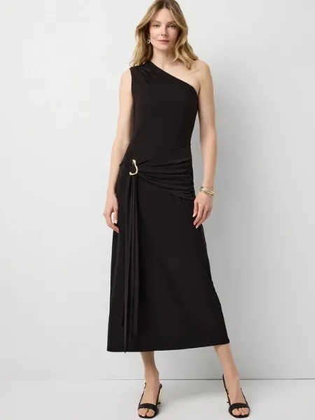 Petite One Shoulder Matte Jersey Dress